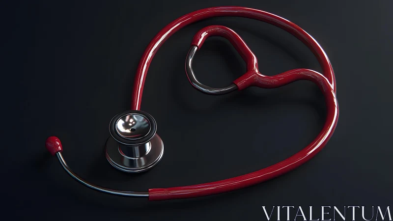 Stethoscope Formed Into Heart Shape on Dark Background, Modern Style.