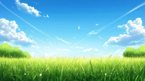 Skybound meadow breathes under drifting clouds and light.