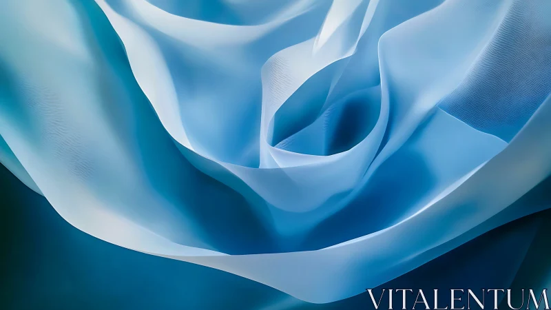 Silken blue currents swirl into a luminous abstract bloom.