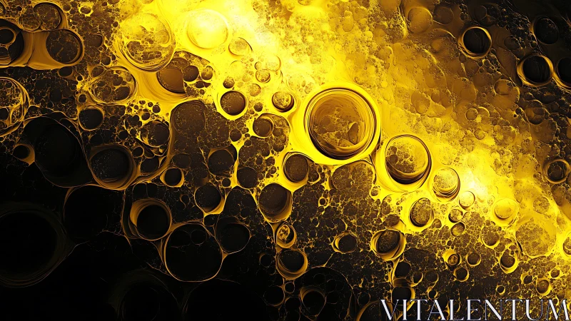 Golden bubble galaxies drifting through liquid night.