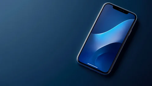 Smartphone display with fluid gradient rendering in three-dimensional perspective.