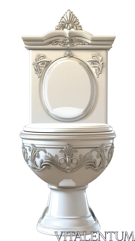 Ornate neoclassical toilet with sculpted floral reliefs.