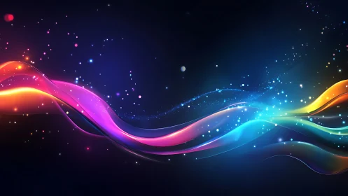 Multicolored luminous waveforms traverse a deep space gradient