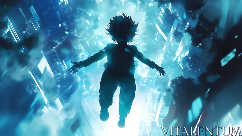 Skyward leap through a glowing neon dream cityscape.