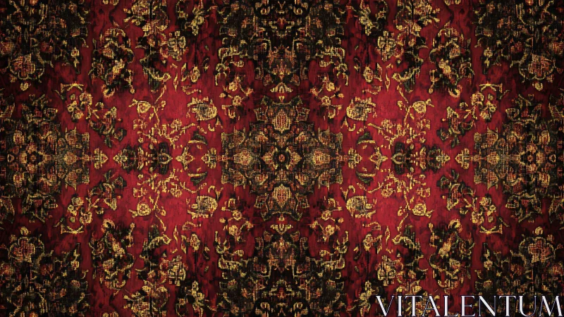 Ornate Persian-style red carpet pattern with vintage texture.