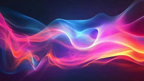 Neon spectral waveforms flow across a dark digital gradient