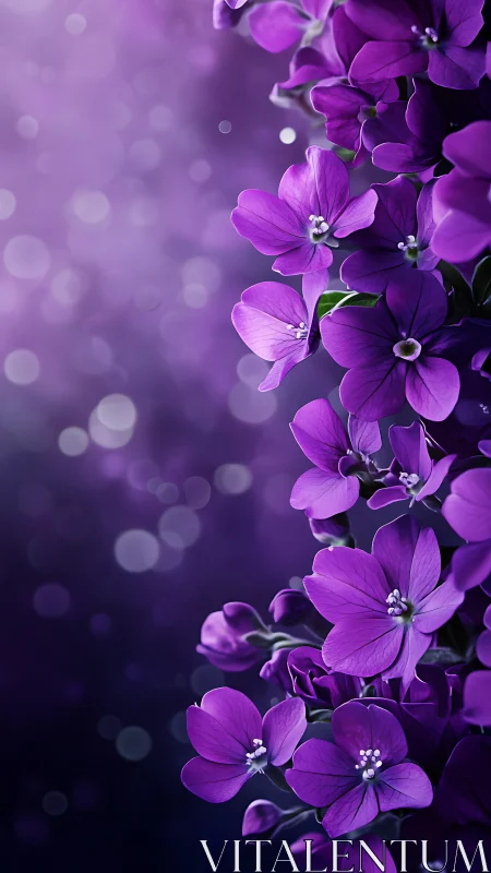 Purple Orchid Flowers Against Blurred Background.