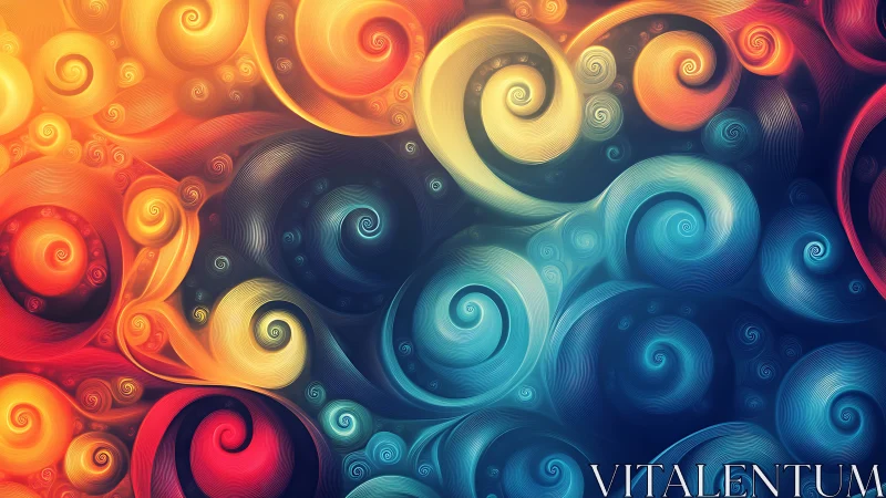 Multicolor spiral vortices form dense fractal field with smooth gradients