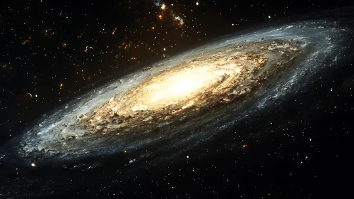 Swirling starlit galaxy cradling a bright cosmic heart.