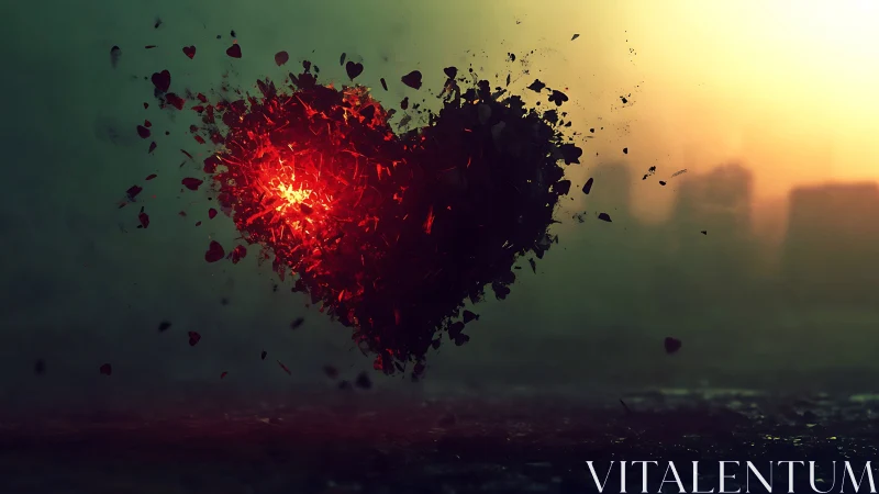 Fragmented Heart Exploding with Incandescent Energy Matrix.