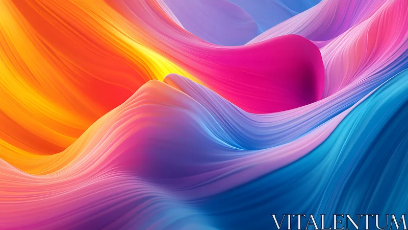 Vibrant digital waves in flowing neon gradient landscape.