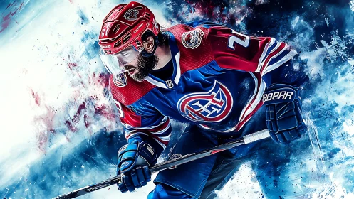 Electric ice hockey sprint in a storm of color and speed.