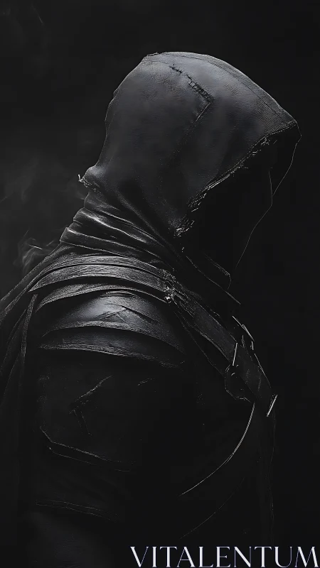 Mysterious hooded wanderer wrapped in shadows and quiet.