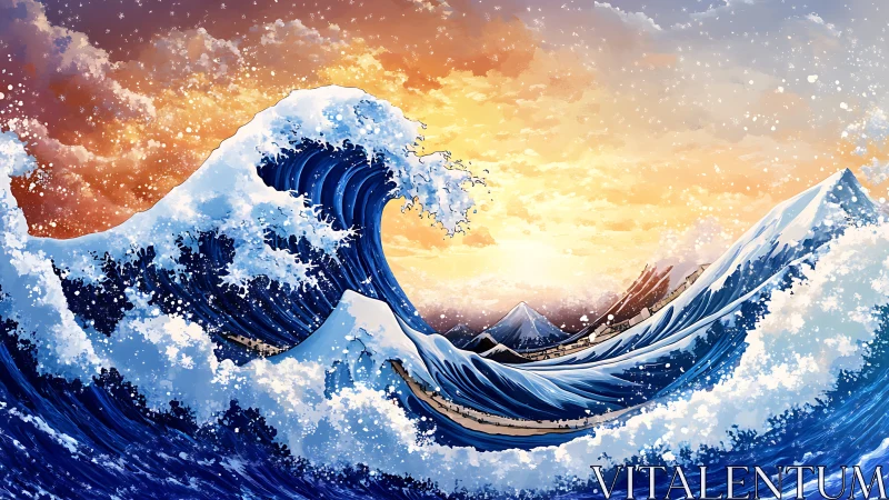 Sunrise tide dragons curl around snowy silent peaks.