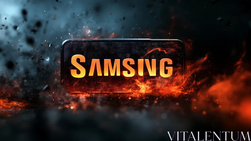 Samsung Logo Digital Composition with Fire Effects.