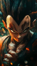 Battle-worn anime fighter in hyper-detailed digital close-up.