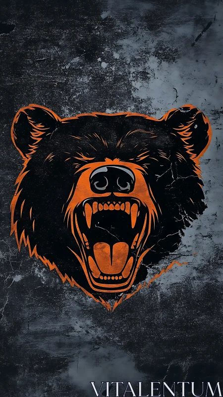 Stylized roaring bear head on distressed dark texture.
