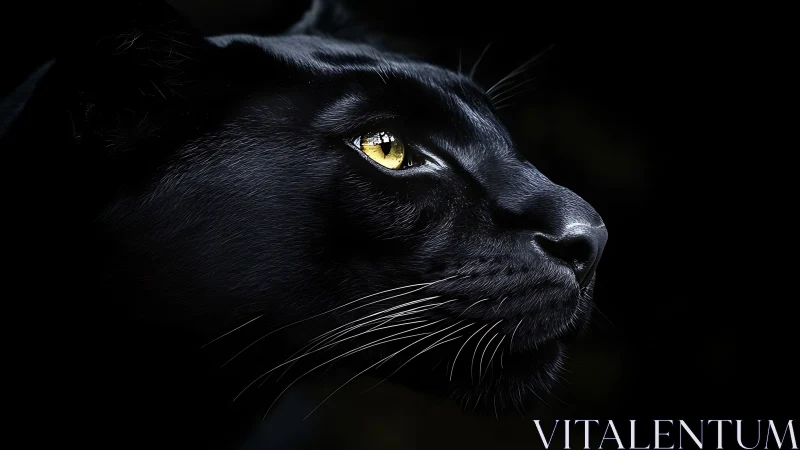 Black Panther Portrait: Luminous Eyes Against Nocturnal Backdrop.