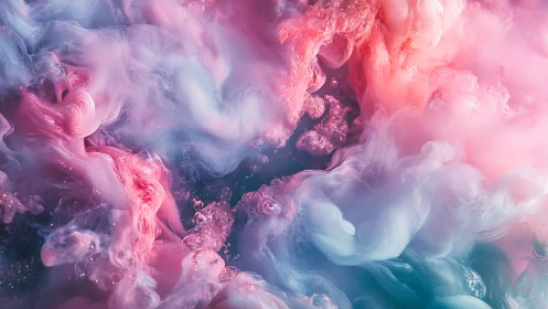 Pink and blue abstract fluid clouds in soft motion.