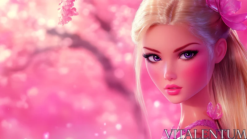 Blossom-bright girl in a dreamy pink spring glow.