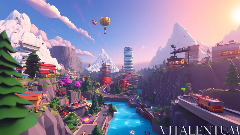 Sunlit mountain city welcomes playful riverside adventures