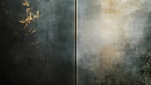 Textured split wall with muted metallic gradients.
