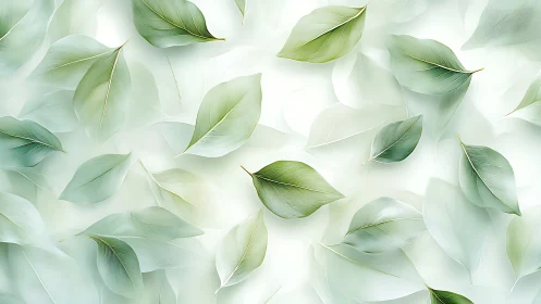 Green and white leaves arranged in soft layered pattern.