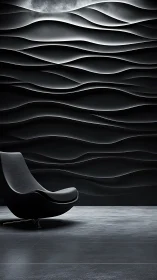 Midnight waves embrace a lone sculpted lounge chair.