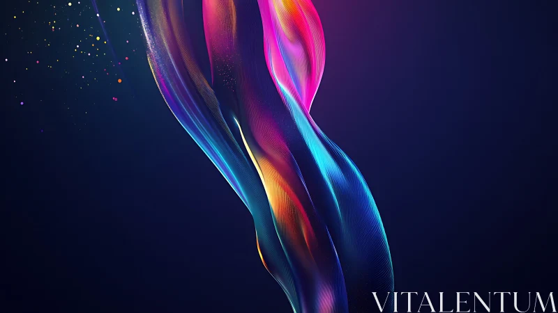 Chromatic volumetric light ribbons on deep navy gradient field