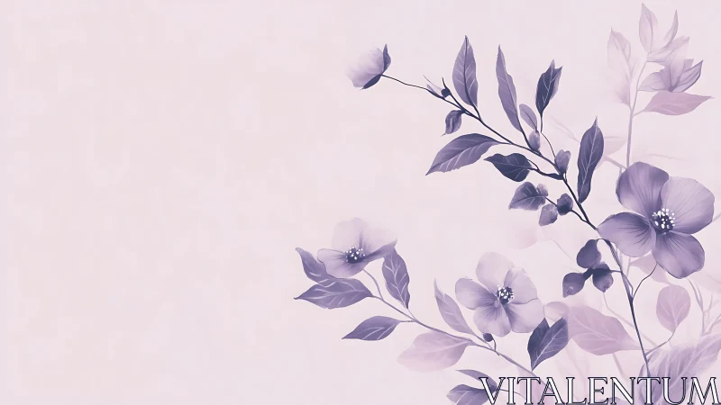 Translucent floral arrangement rendered in muted purple tonality