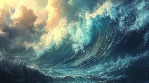 Stormsong waves courting sunrise in wild pastel foam.