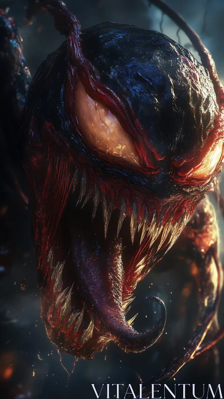 Nightmarish alien beast lunges forward with dripping fangs bared