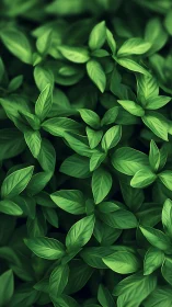 Dense basil foliage in soft focus, high-saturation greenery