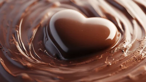 Molded Chocolate Heart Form with Swirled Ganache Surround