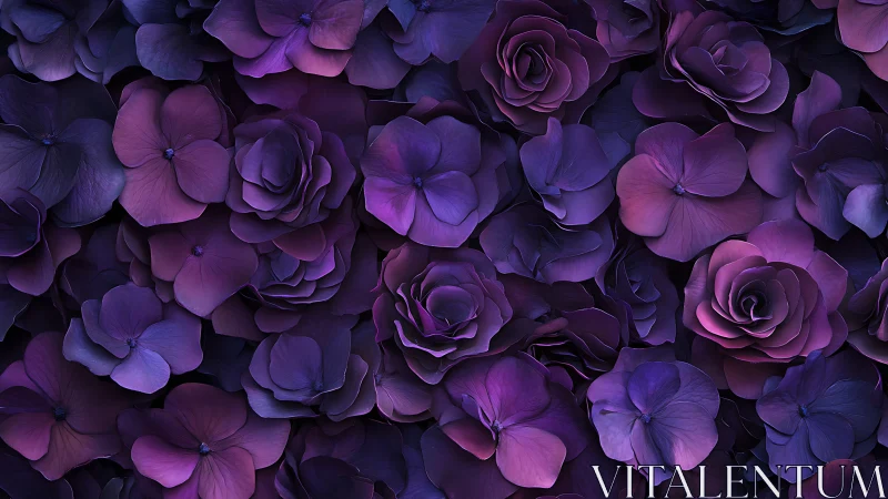Purple Floral Composition: Dense Layered Blooms.