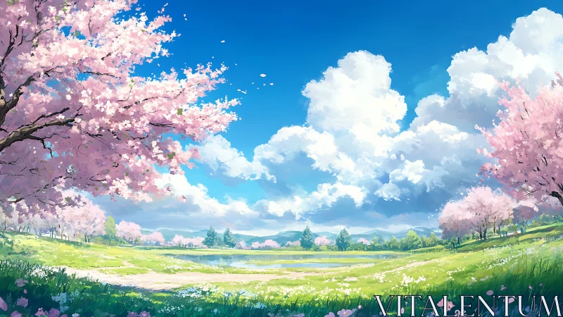 Springtime daydream beneath soft cherry blossom skies.