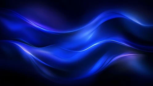 Blue luminous waveforms on dark abstract background.