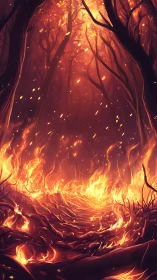 Inferno Forest Consumed by Raging Wildfire.