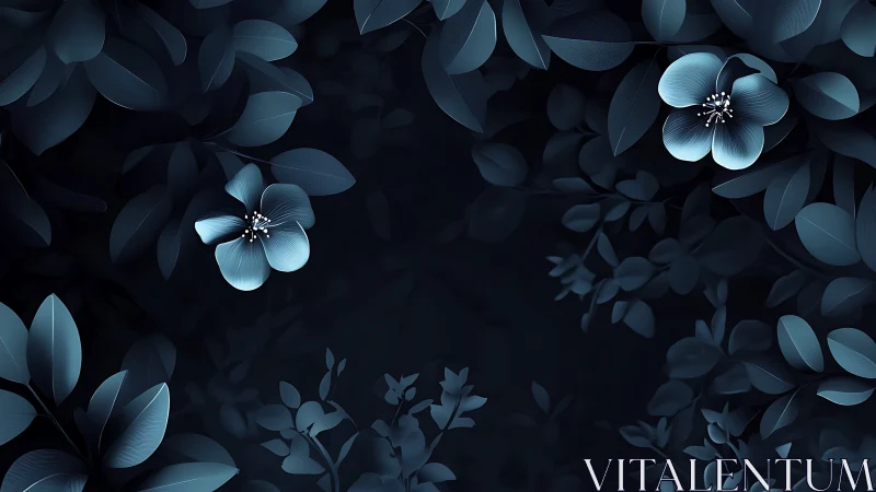 Luminescent Botanical Composition Against Noir Background.