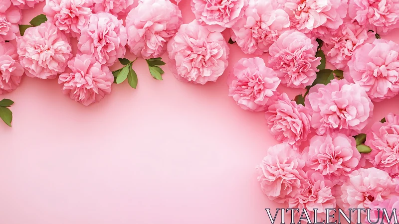 Pink Peonies Arranged on Solid Background.