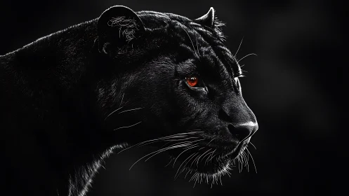 Black panther profile rendered with high contrast light technique against dark background.