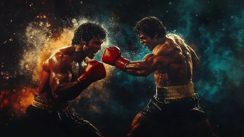 Boxing Match Energy Explosion With Glowing Light Effects.