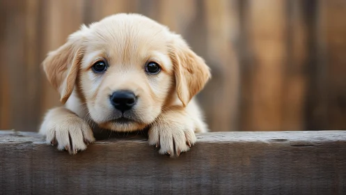 Golden retriever puppy captured in shallow depth-of-field portrait