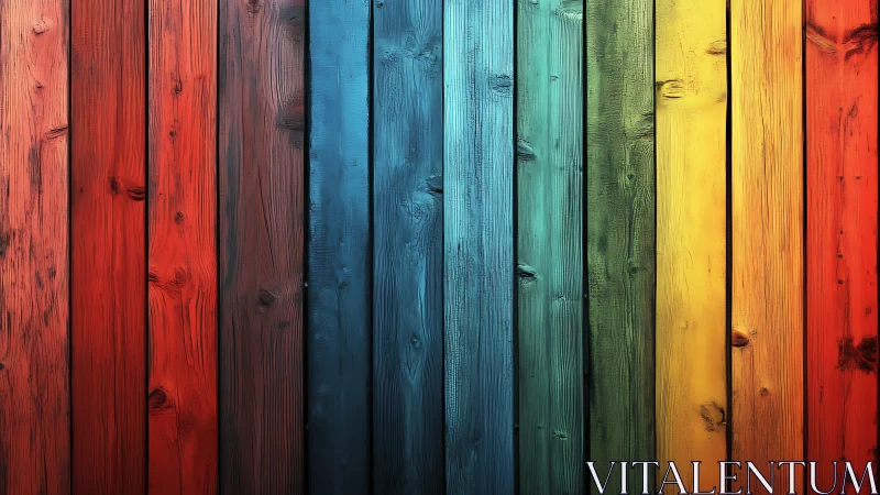 Vivid multicolor wooden planks form a linear chromatic spectrum