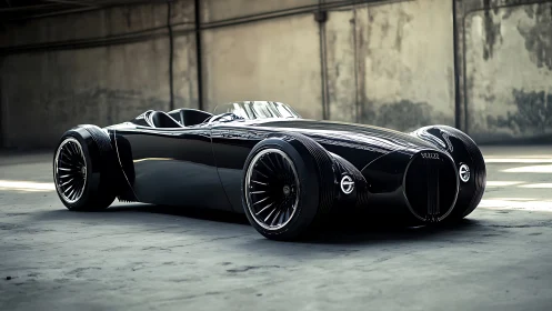 Streamlined black concept roadster merges retro curves and futurism