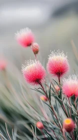 Pink Spiky Flower Buds in Soft Focus