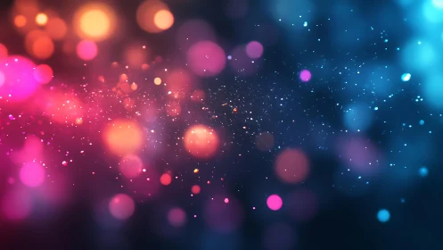 Vibrant abstract bokeh lights in blue and pink digital art style.