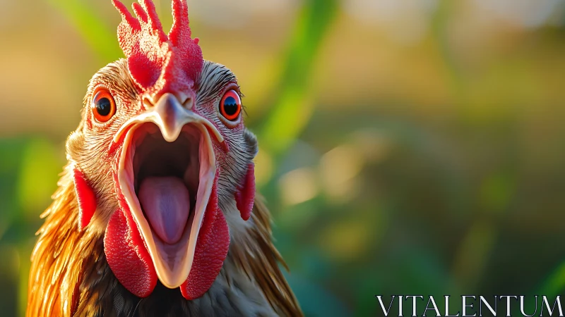 Rooster Head Close-Up with Vibrant Red Coloring