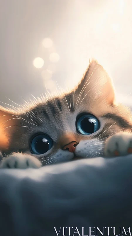 Curious Kitten with Luminous Blue Eyes.