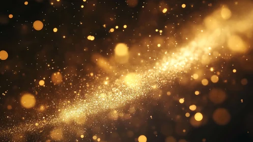 Golden stardust river drifting across a velvet dark sky.